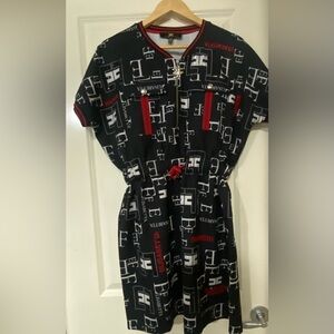 Black and White Geometric Shirt Dress